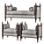Ebanista Villandry Upholstered Bench 3D model small image 1