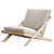 Modern Teak Outdoor Lounger 3D model small image 1
