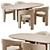 Velvet Iron Arm Chair & Table 3D model small image 1