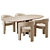 Velvet Iron Arm Chair & Table 3D model small image 2