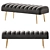 Modern Grey Velvet Bench 3D model small image 1