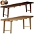 Elegant Elba Wood Bench 3D model small image 1