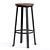  Industrial Solid Wood Bar Stool 3D model small image 1