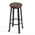  Industrial Solid Wood Bar Stool 3D model small image 2