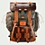 Handmade Rustic Leather Backpack 3D model small image 3