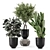 Artisanal Metal Pot Indoor Plants 3D model small image 1