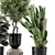 Artisanal Metal Pot Indoor Plants 3D model small image 3