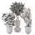 Artisanal Metal Pot Indoor Plants 3D model small image 5