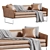 Eco-Leather Triple Office Sofa 3D model small image 3