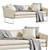Eco-Leather Triple Office Sofa 3D model small image 5