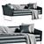 Eco-Leather Triple Office Sofa 3D model small image 6