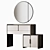 Milan Vanity Table Light Beige Mirror 3D model small image 2