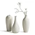 White Floral Vase Set 3D model small image 1