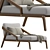 Streamlined Wood Arm Chaise Lounge 3D model small image 4