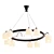 Opaline Glass & Brass Chandelier 3D model small image 1