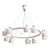 Opaline Glass & Brass Chandelier 3D model small image 2