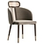 Luxurious Off White Velvet Chairs 3D model small image 3