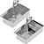 Steel Kitchen Sink with Drain 3D model small image 5