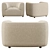 Modern Rodez White Fabric Chair 3D model small image 2