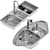 Stainless Steel Rectangular Friction-Resistant Sink 3D model small image 1