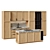 Customizable Kitchen with Geometric Countertop 3D model small image 1