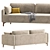 Plush Beige Velvet Sofa | Divan.ru 3D model small image 3