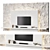 Stone Surface Minimalist TV Wall 3D model small image 7