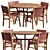 Safavieh Taika Woven Leather & Ash Dining Set 3D model small image 1