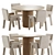 Modern Dining Set in White 3D model small image 1