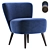 Mid-Century Upholstered Lounge Chair 3D model small image 1