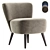 Mid-Century Upholstered Lounge Chair 3D model small image 2