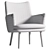 Modern Oak Lounge Chair 840mm 3D model small image 3