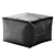 CB2 Square Black Leather Pouf 3D model small image 1