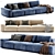 Luxurious Cairoli Sectional Fabric Sofa 3D model small image 3